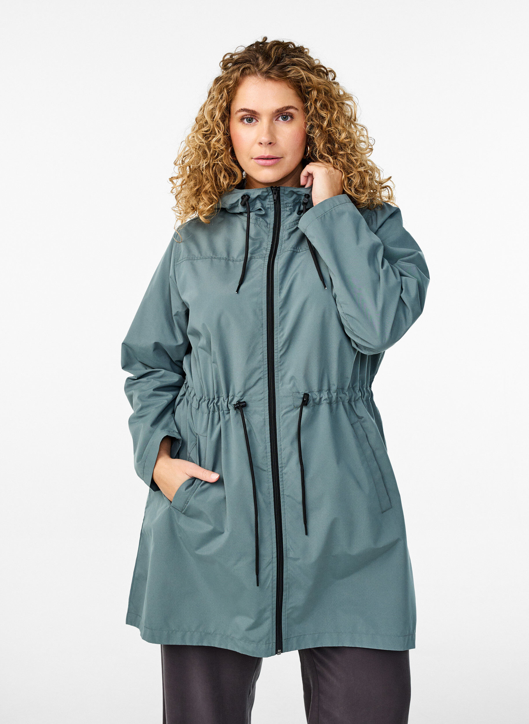 ZizziLichtgewicht parka met een capuchon, Groen, Model image number 0