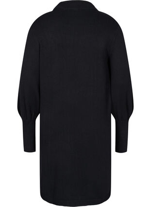 Gebreide jurk in viscosemix met ballonmouwen, Black, Packshot image number 1