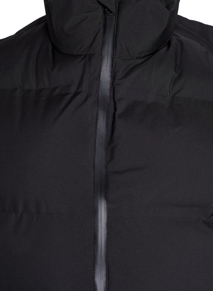 Korte puffer bodywarmer met hoge kraag, Zwart, Packshot image number 2