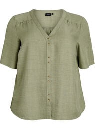 Overhemd blouse met V-hals en korte mouwen, Groen