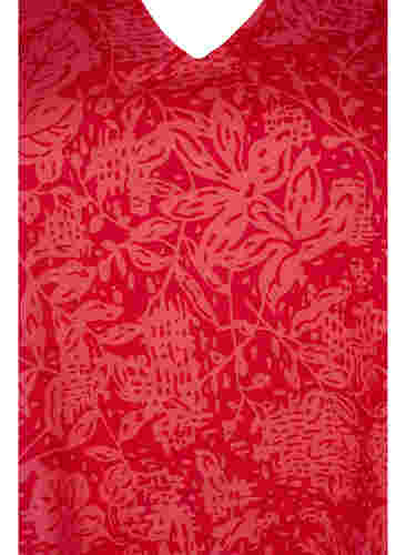 V-hals blouse met smock, Ribbon Red AOP, Packshot image number 2