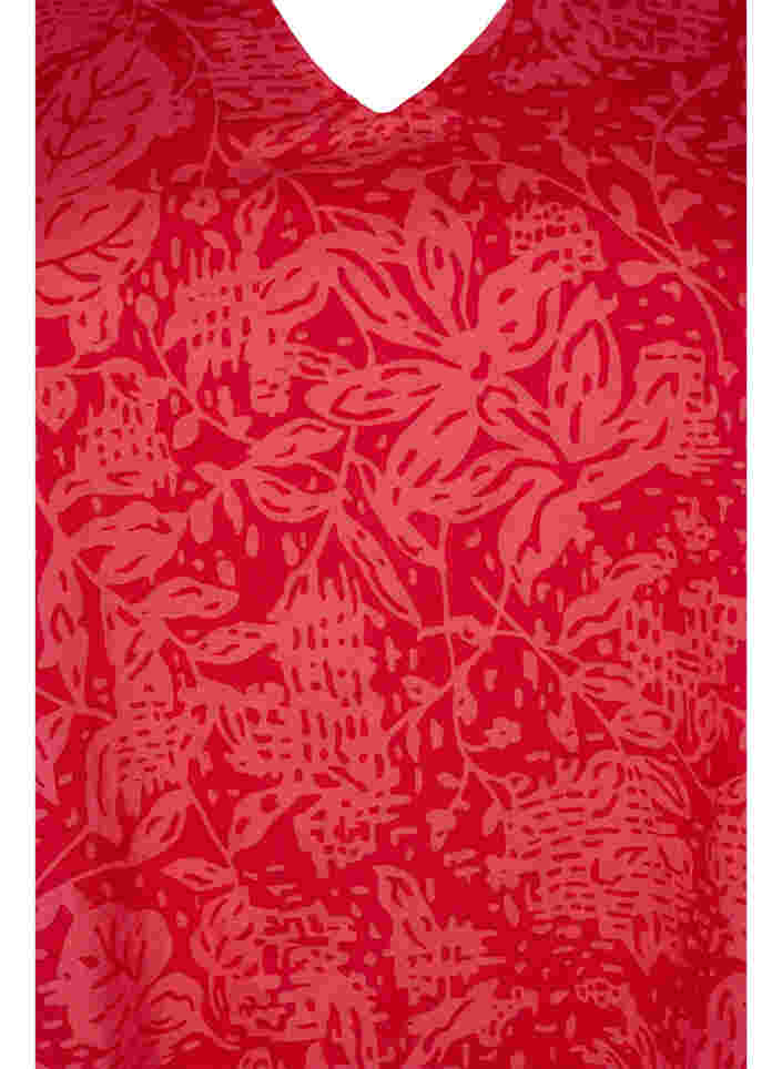 V-hals blouse met smock, Ribbon Red AOP, Packshot image number 2