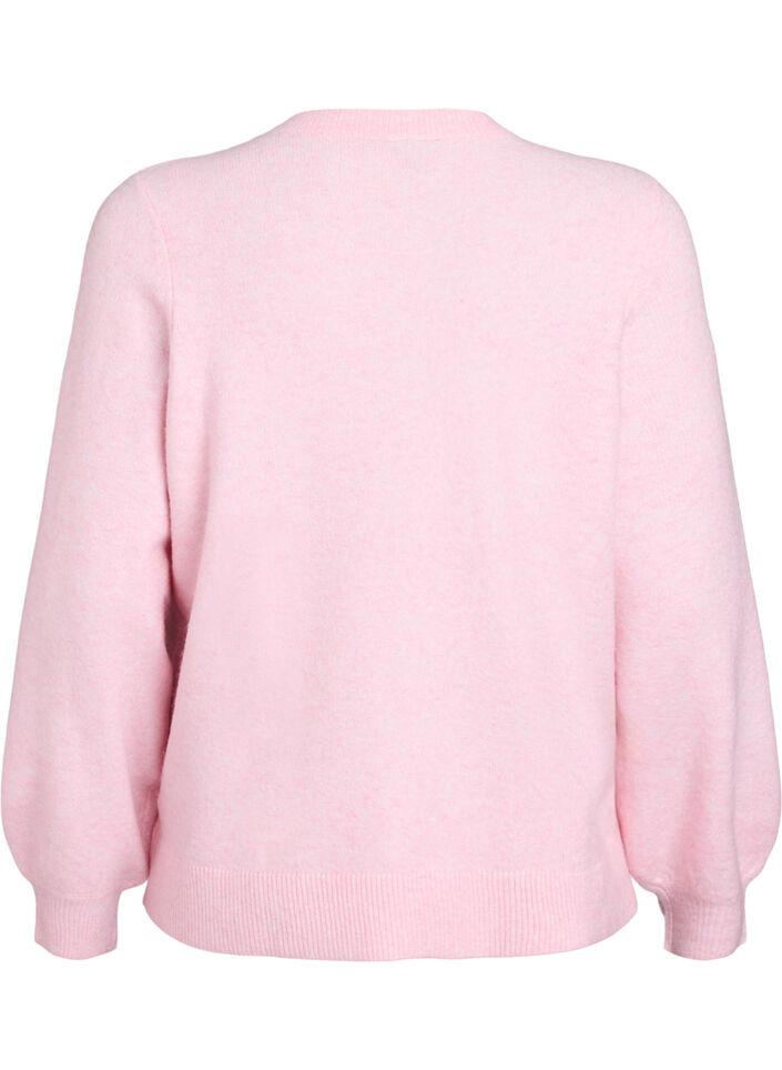 Cardigan in zacht breisel met goudkleurige knopen, Roze, Packshot image number 1