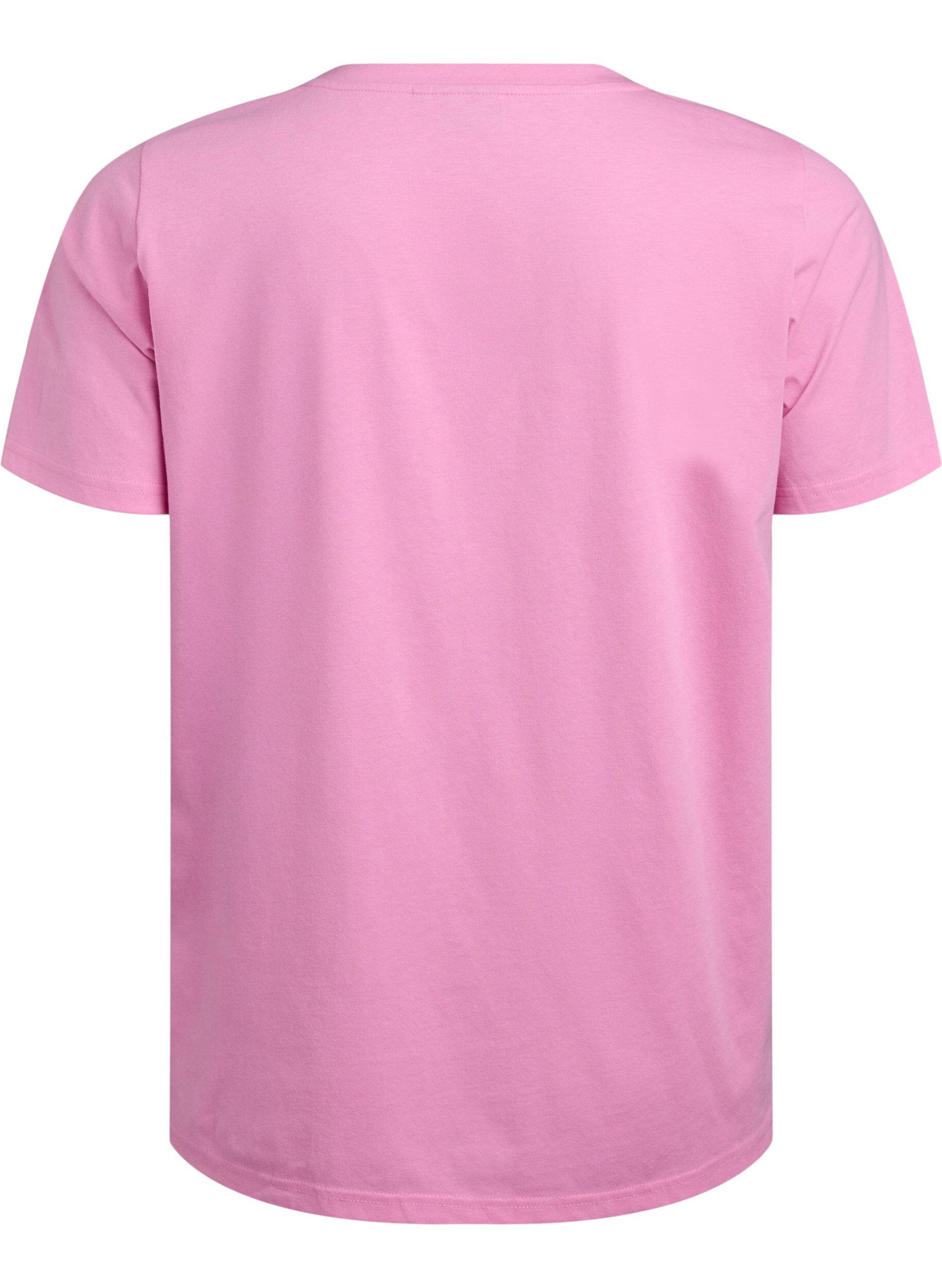 Zizzi FLASH - T-shirt met V-hals, Roze, Packshot image number 1