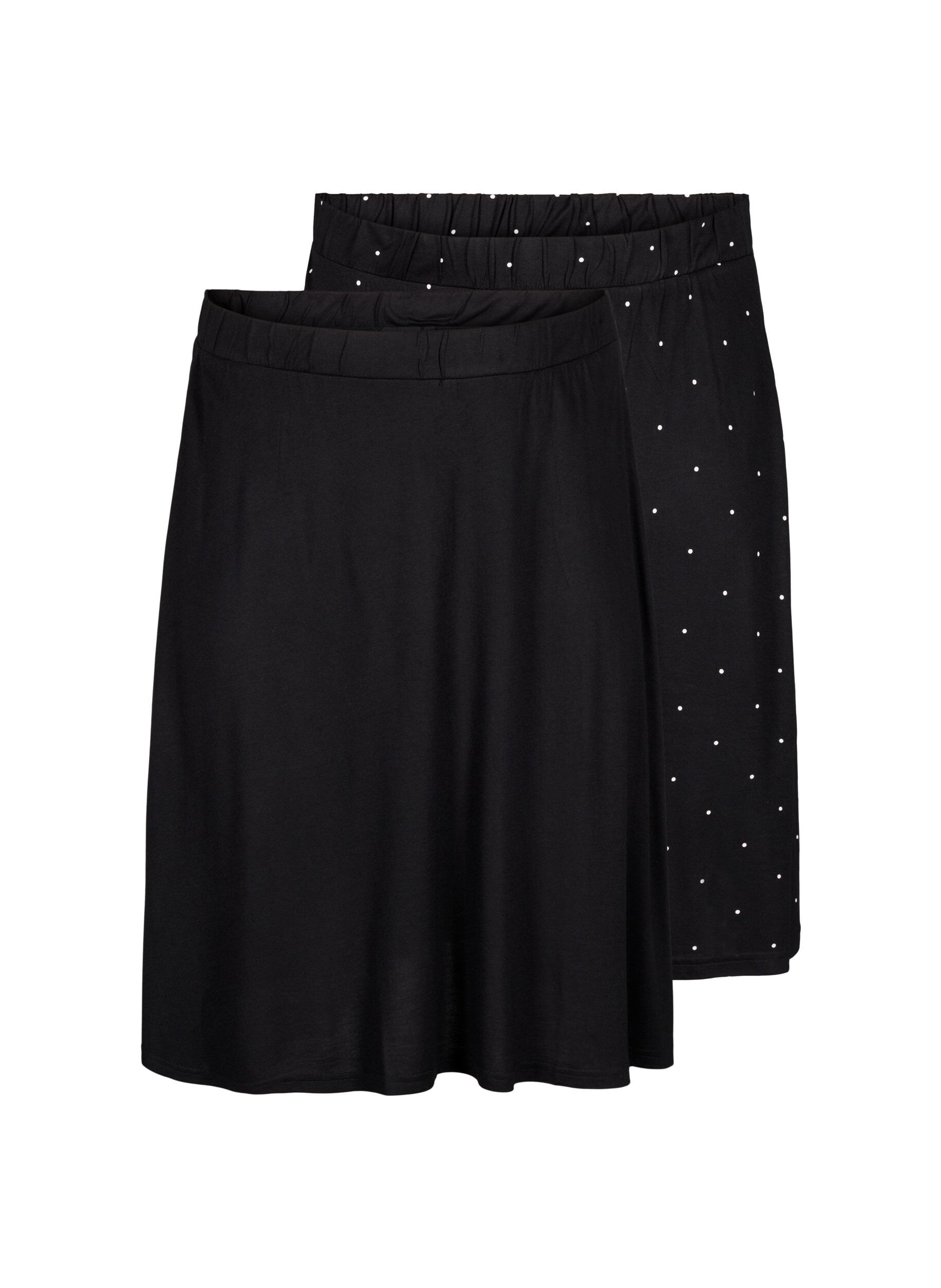 Zizzi 2-pack rok van viscose, Zwart, Packshot image number 0