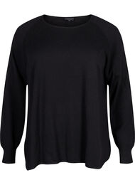 Gebreide blouse met raglanmouwen, Black