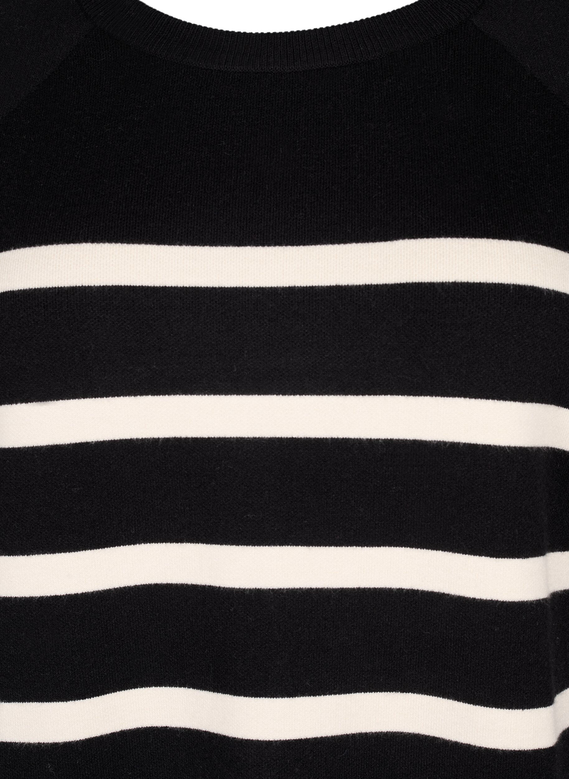 Zizzi Gebreide jurk met ronde hals en split, Zwart, Packshot image number 2