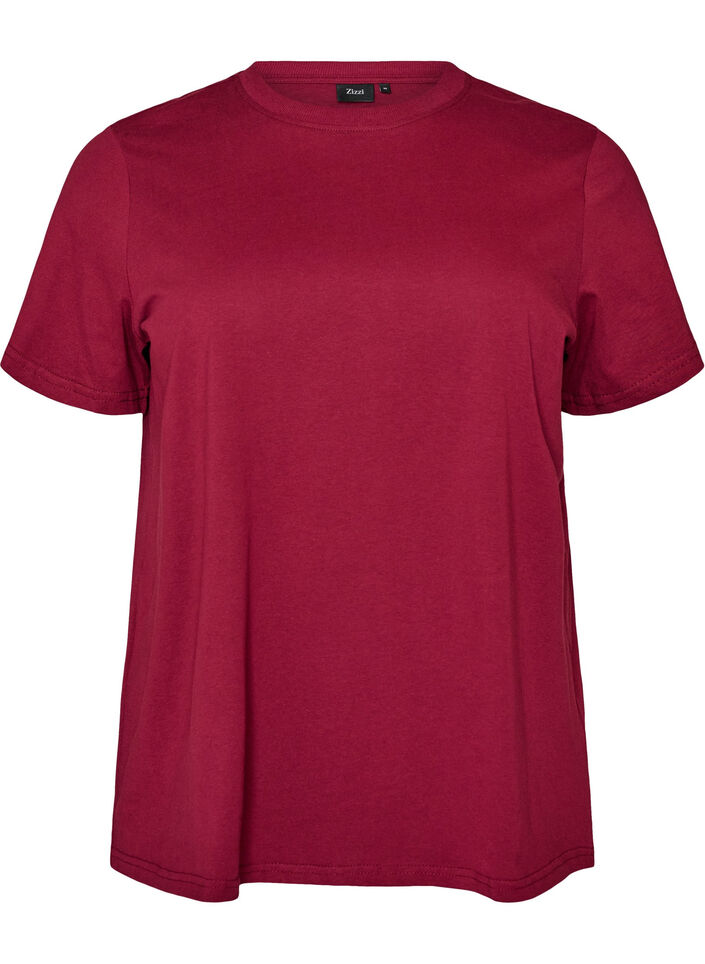 Basic katoenen T-shirt met ronde hals, Rood, Packshot image number 0