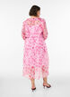 Chiffonjurk met bloemenprint, ruches en lange mouwen, Roze, Model image number 1