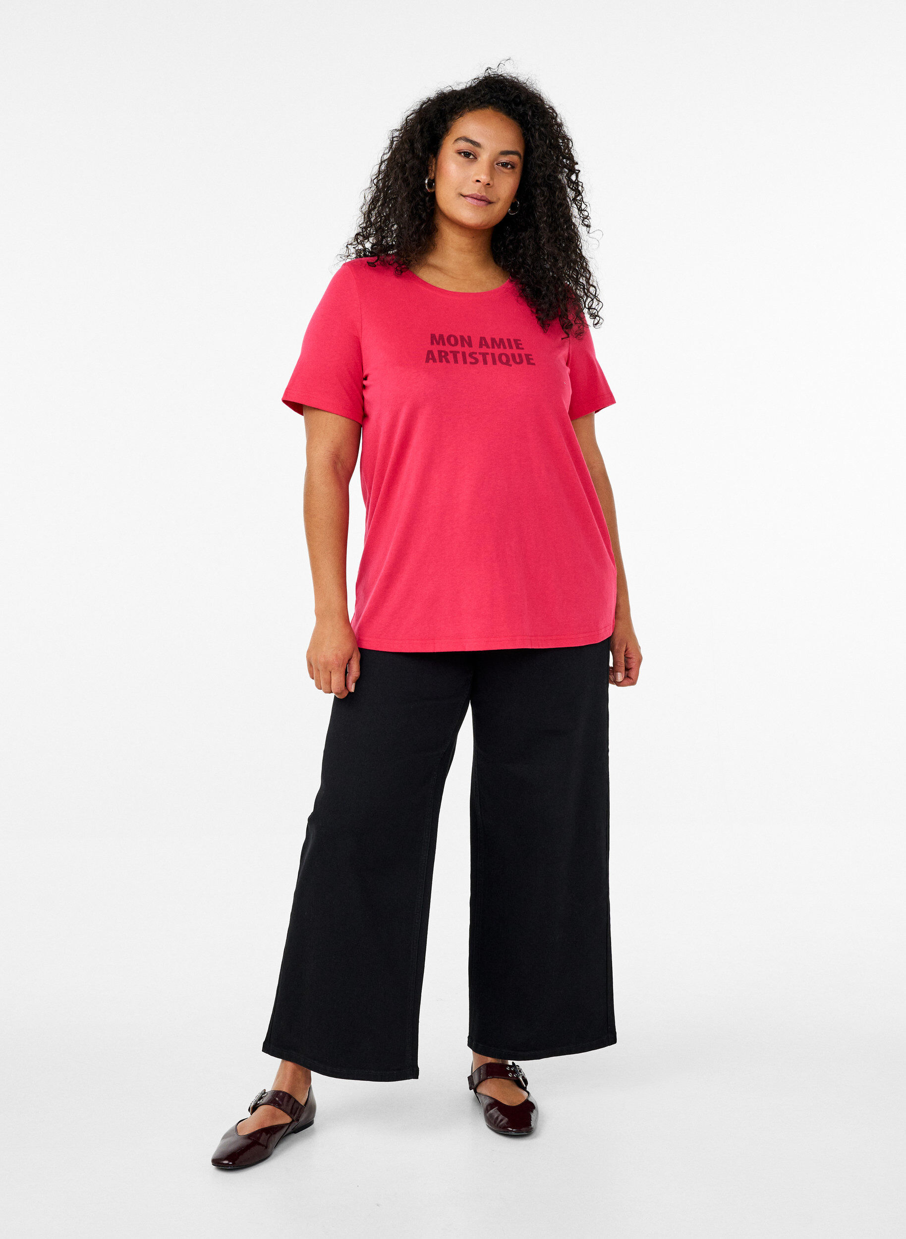 Zizzi FLASH - T-shirt met motief, Roze, Model image number 1