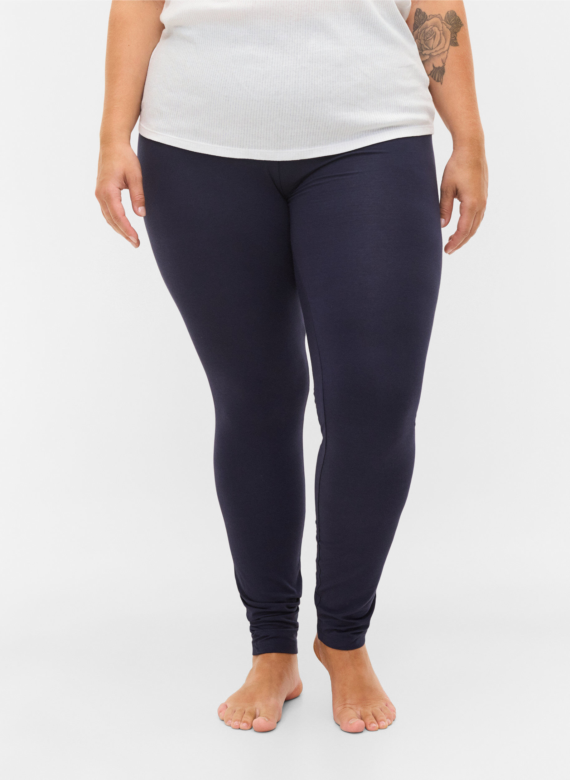 Zizzi Basic legging in viscose, Blauw, Model image number 3