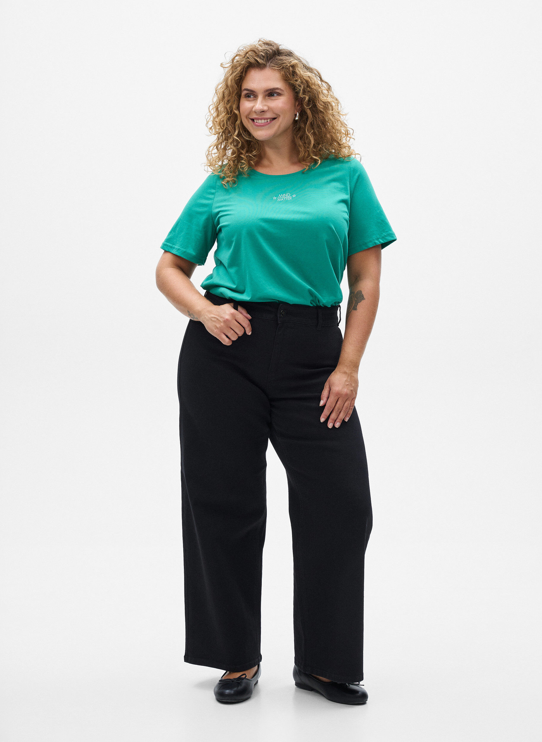 Zizzi FLASH - T-shirt met motief, Groen, Model image number 1