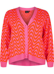Gebreid vest met patroon en knopen, Hot Pink Comb., Packshot