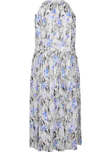 Bloemen maxi jurk met plooien, Blue Flower AOP, Packshot image number 1