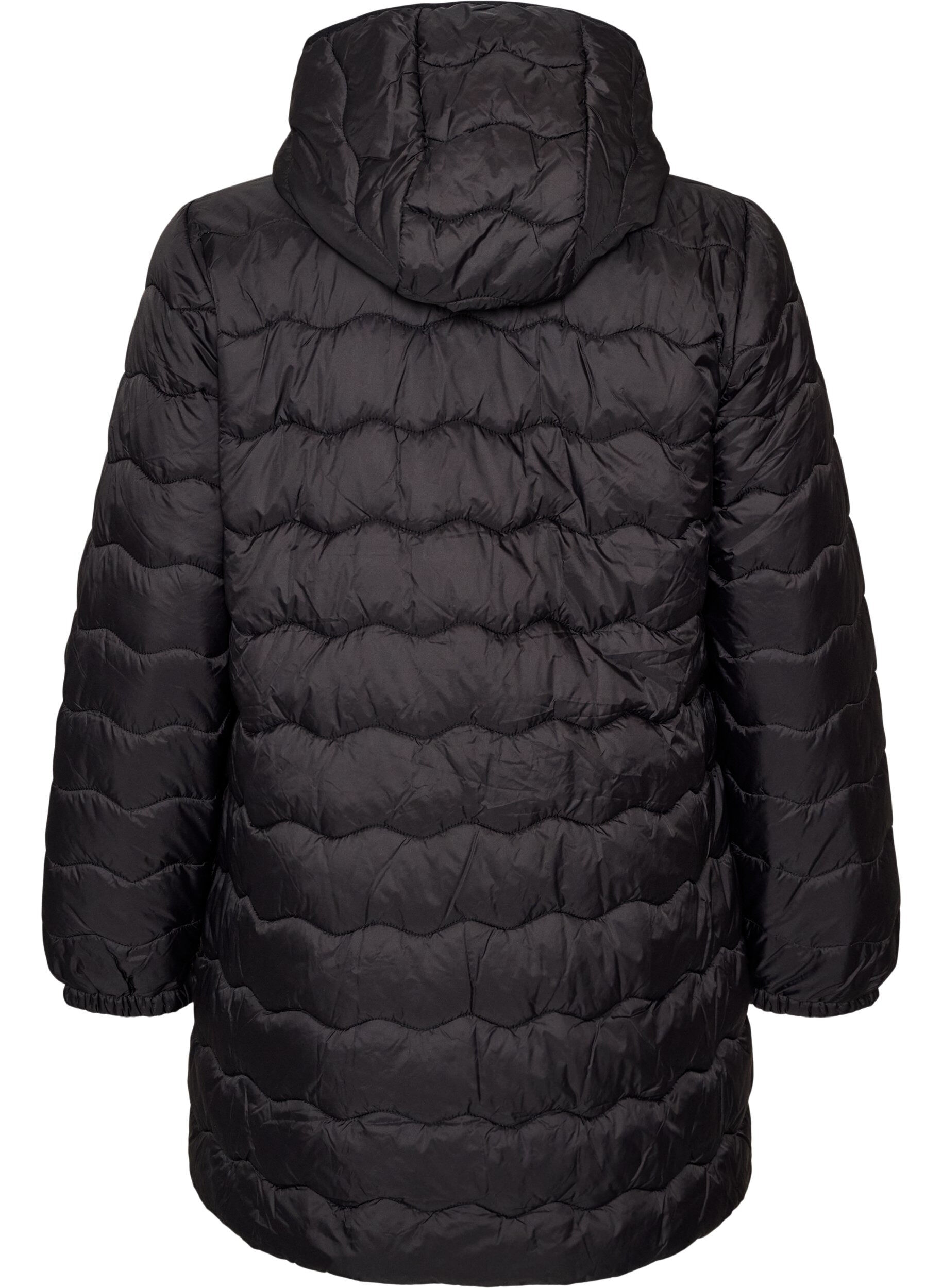 ZizziGewatteerde jas, Zwart, Packshot image number 1
