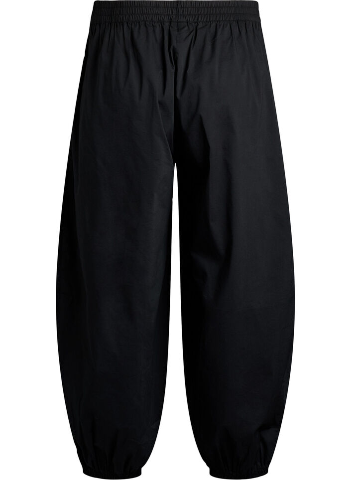 Ballonbroek met zakken en een elastische tailleband, Zwart, Packshot
