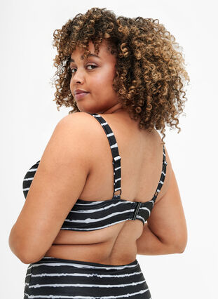 Bikini beha met opdruk en beugel, Black White Stripe, Model image number 1