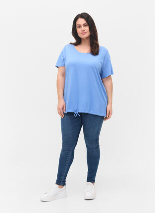T-shirt met korte mouwen en verstelbare onderkant, Ultramarine, Model image number 2