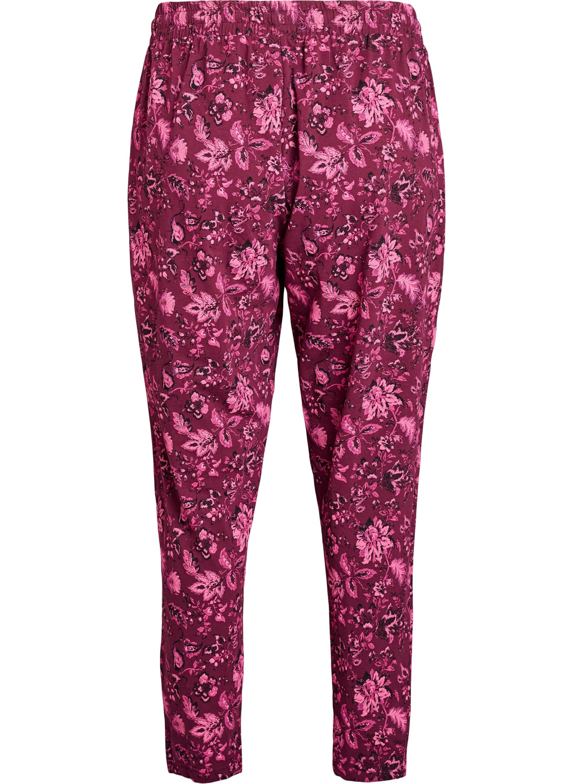 Zizzi Kleren pyjama broek met print, Donker Bordeaux, Packshot image number 1