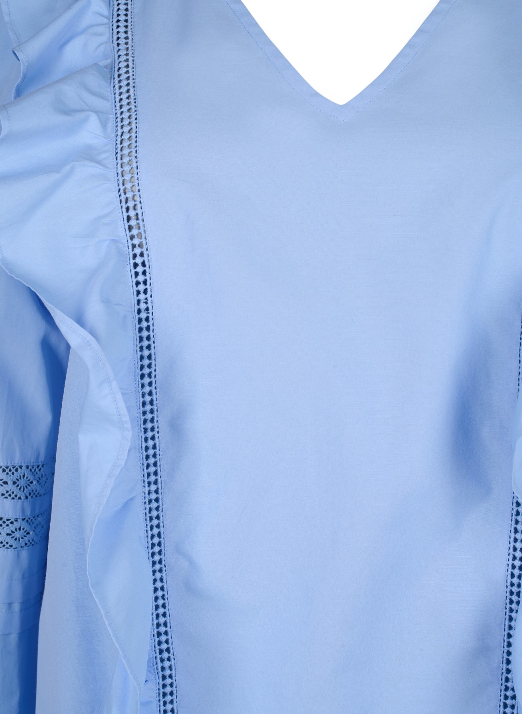 Zizzi Blouse met ruffels en veters, Blauw, Packshot image number 2