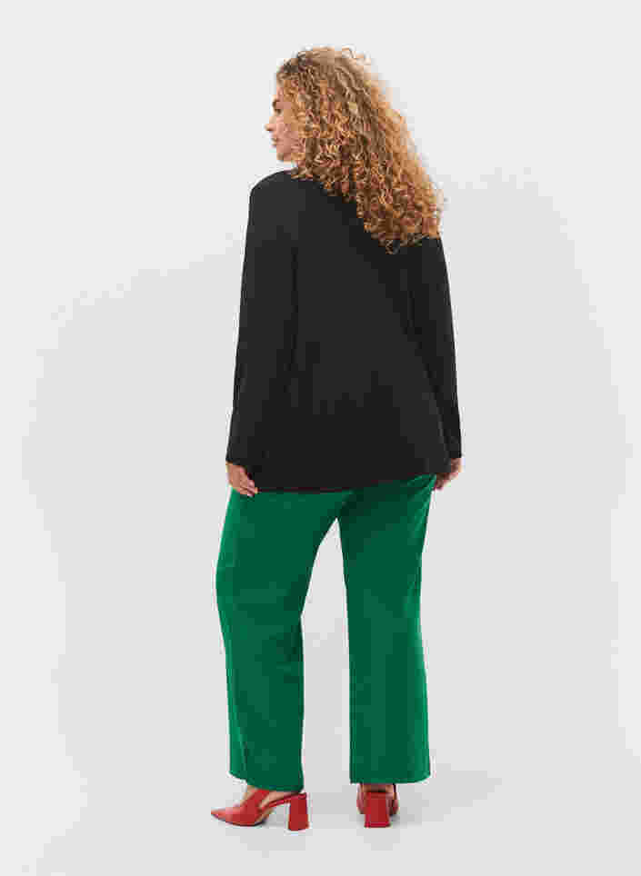 Flared broek met elastiek in de taille, Verdant Green, Model image number 1