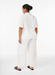 Wijde linnen en viscose broek, Wit, Model image number 1