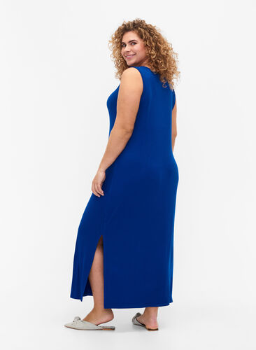 Onderdompeling bijgeloof medeleerling Mouwloze geribde jurk van viscose - Blauw - Maat 42-60 - Zizzi