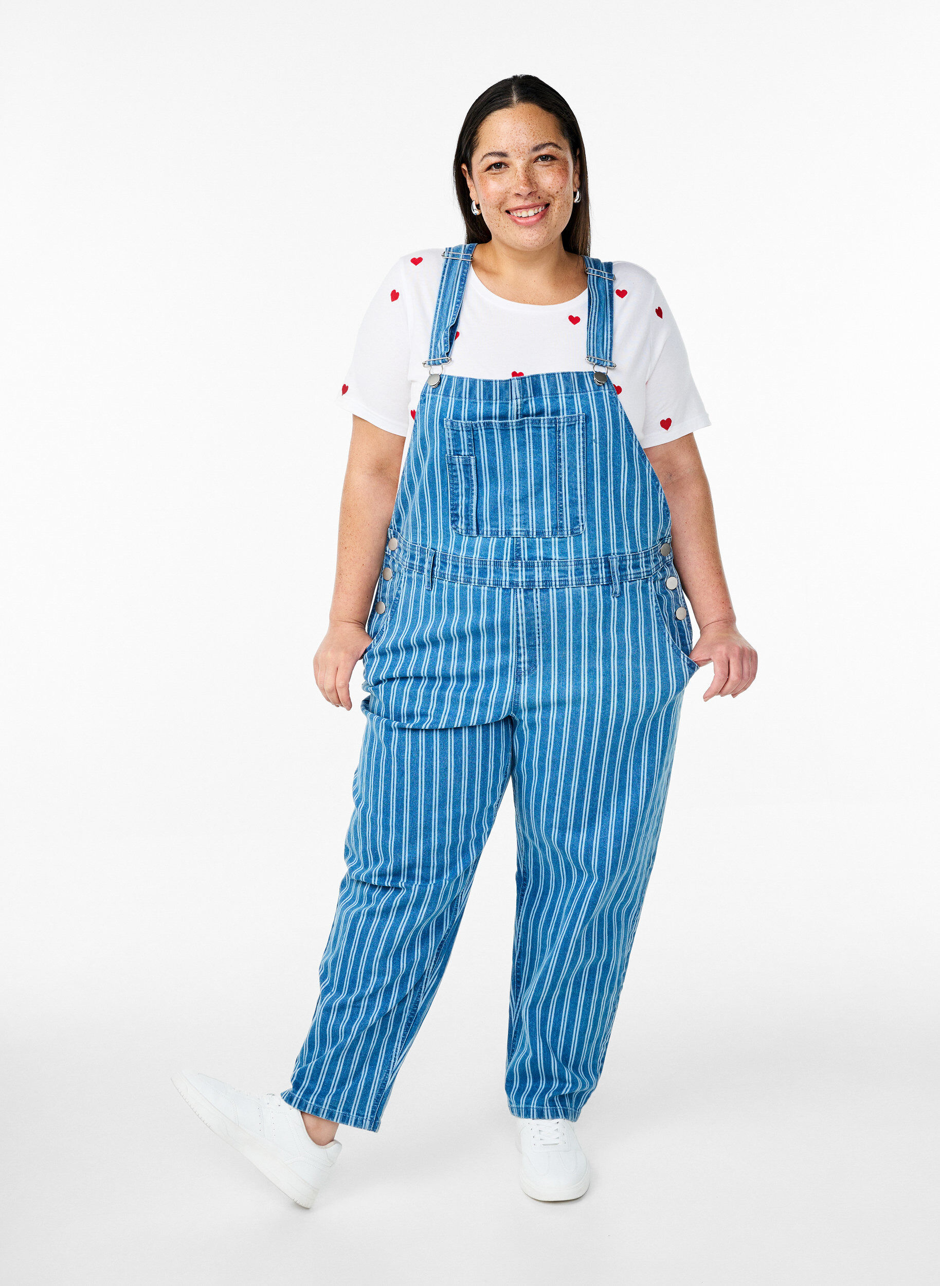 Zizzi Denim overalls, Blauw, Model image number 0