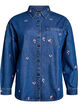 Denim shirt met geborduurde bloemen, Blauw, Packshot image number 0