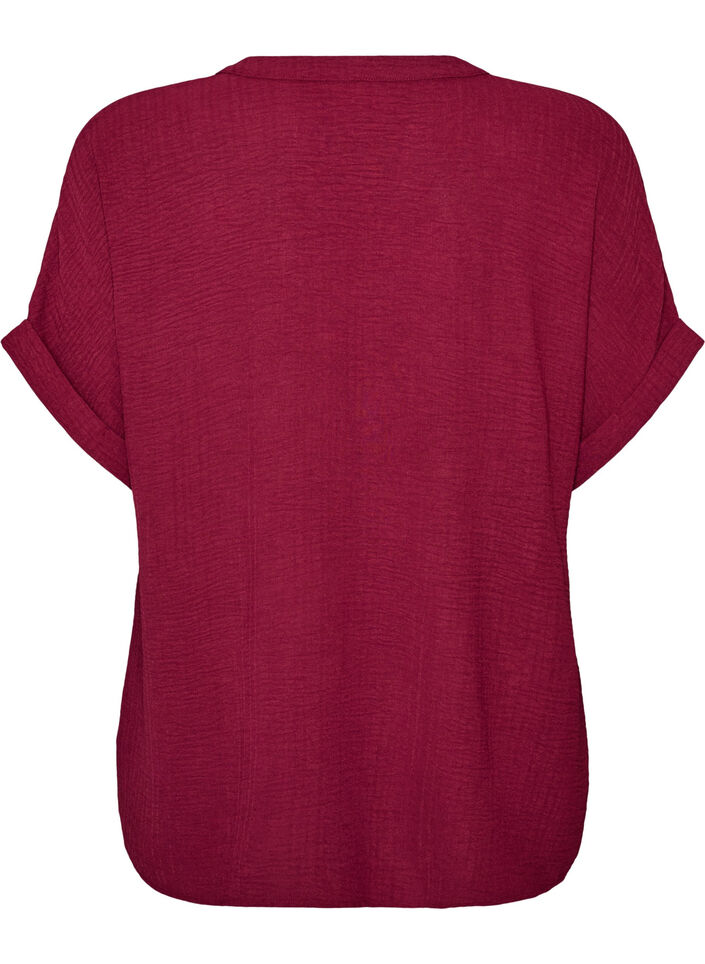 Luchtige blouse met korte mouwen, Rood, Packshot image number 1