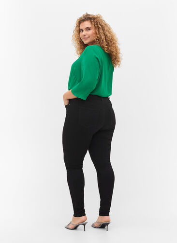 Super slim Bea jeans met extra hoge taille, Black, Model image number 1