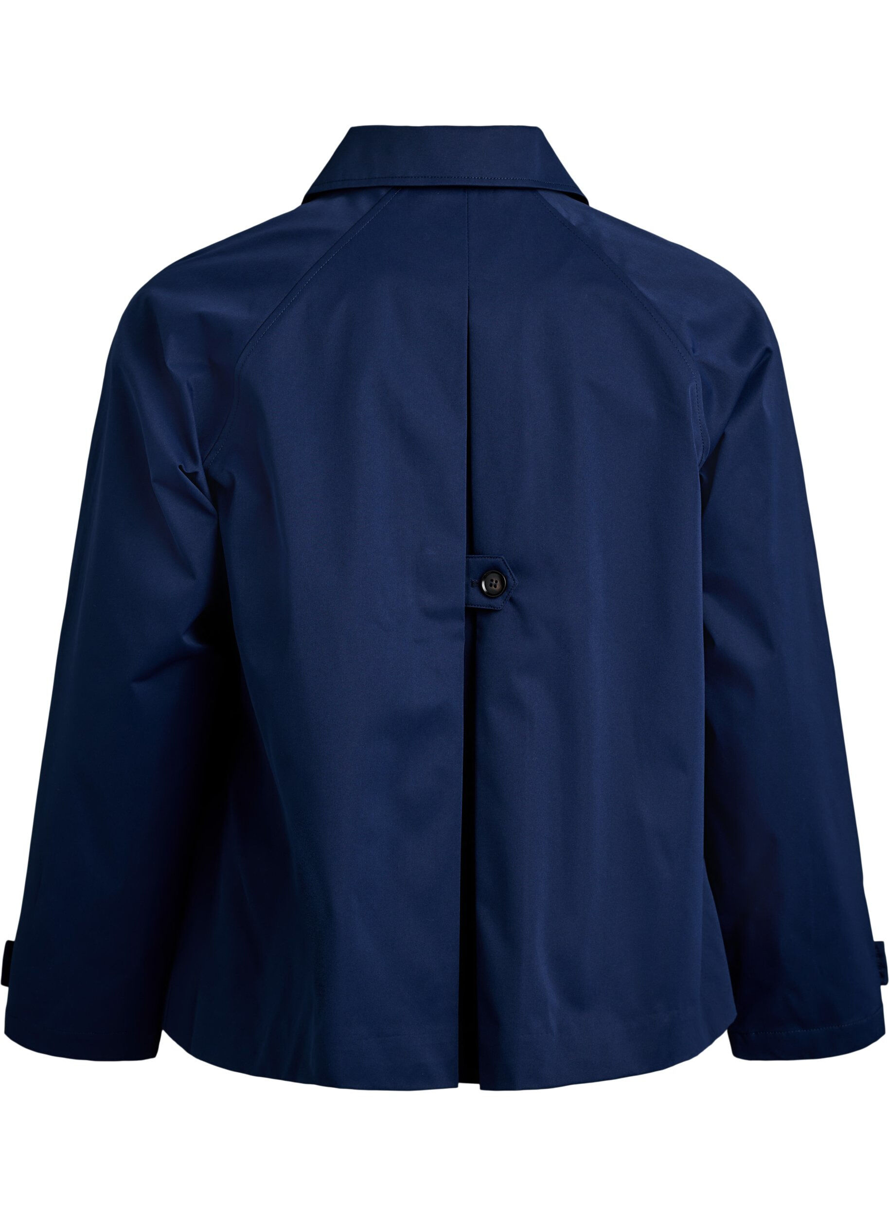 Zizzi Korte trenchcoat met kraag en raglanmouwen, Blauw, Packshot image number 1