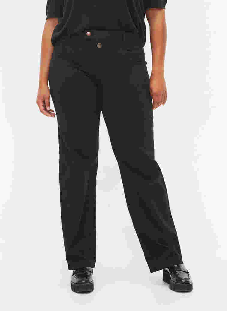 Regular fit Gemma jeans met hoge taille, Black, Model image number 3