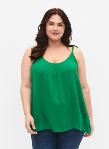 Strap top in viscose, Jolly Green, Model image number 0