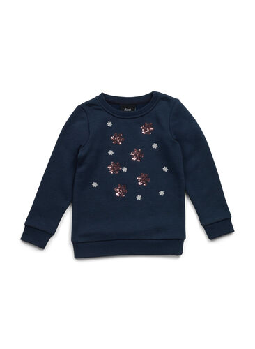 Kerst sweatshirt voor kinderen, Night Sky Snow, Packshot image number 0