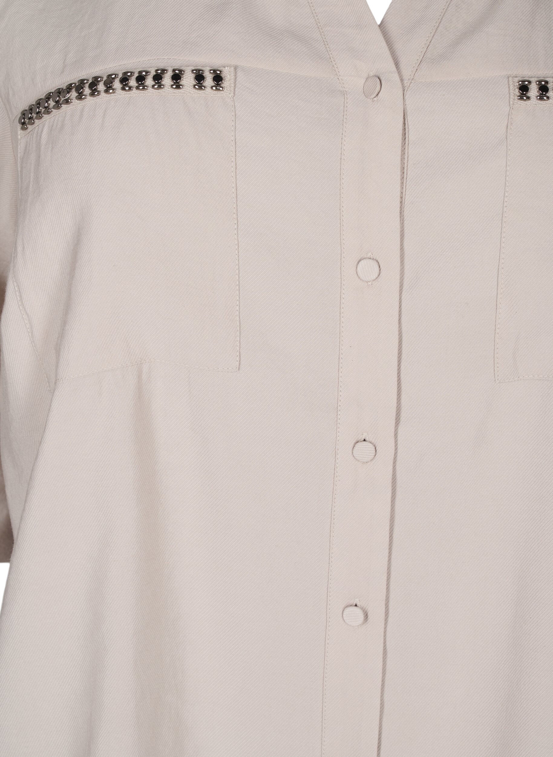 Zizzi Shirt met studs en 3/4 mouwen, Beige, Packshot image number 2