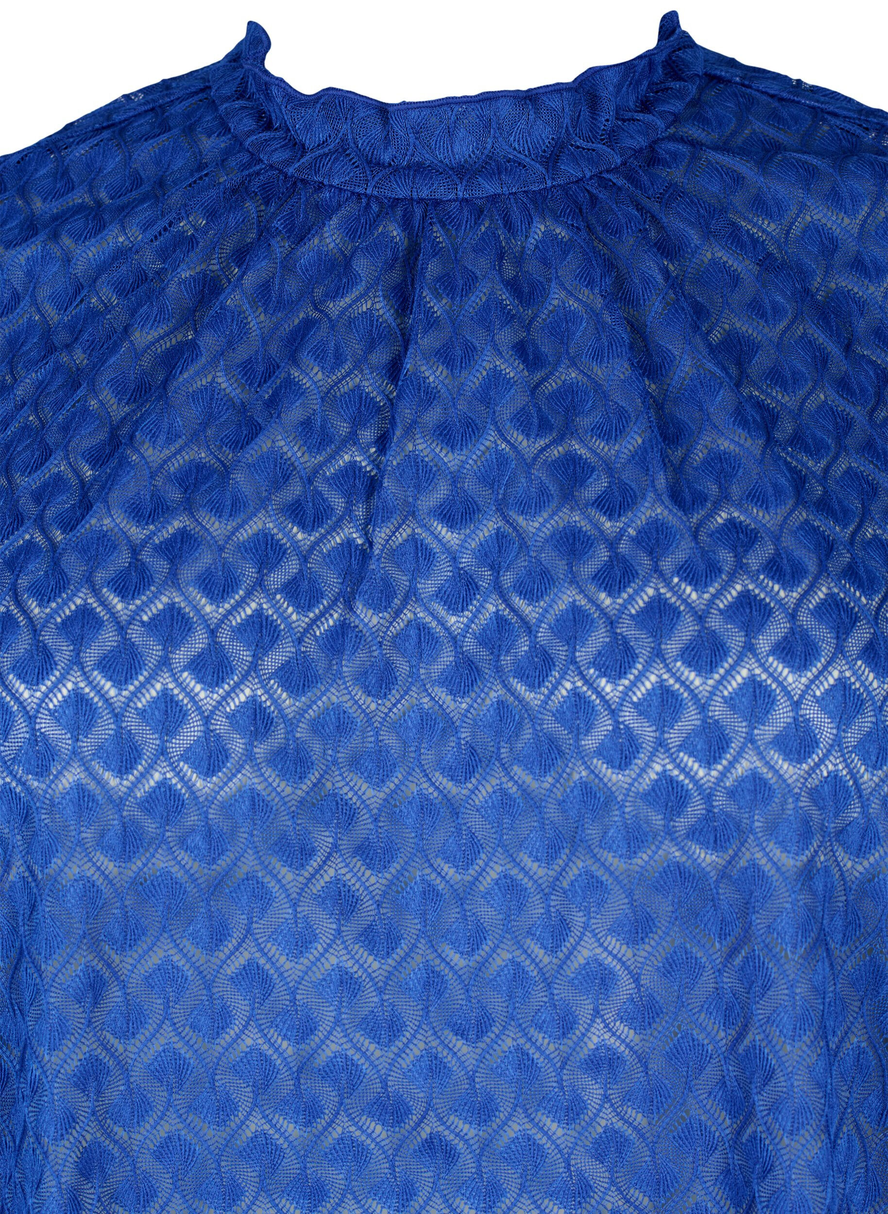 Zizzi Blouse met lange mouwen en gedessineerde textuur, Deep Ultramarine, Packshot image number 2
