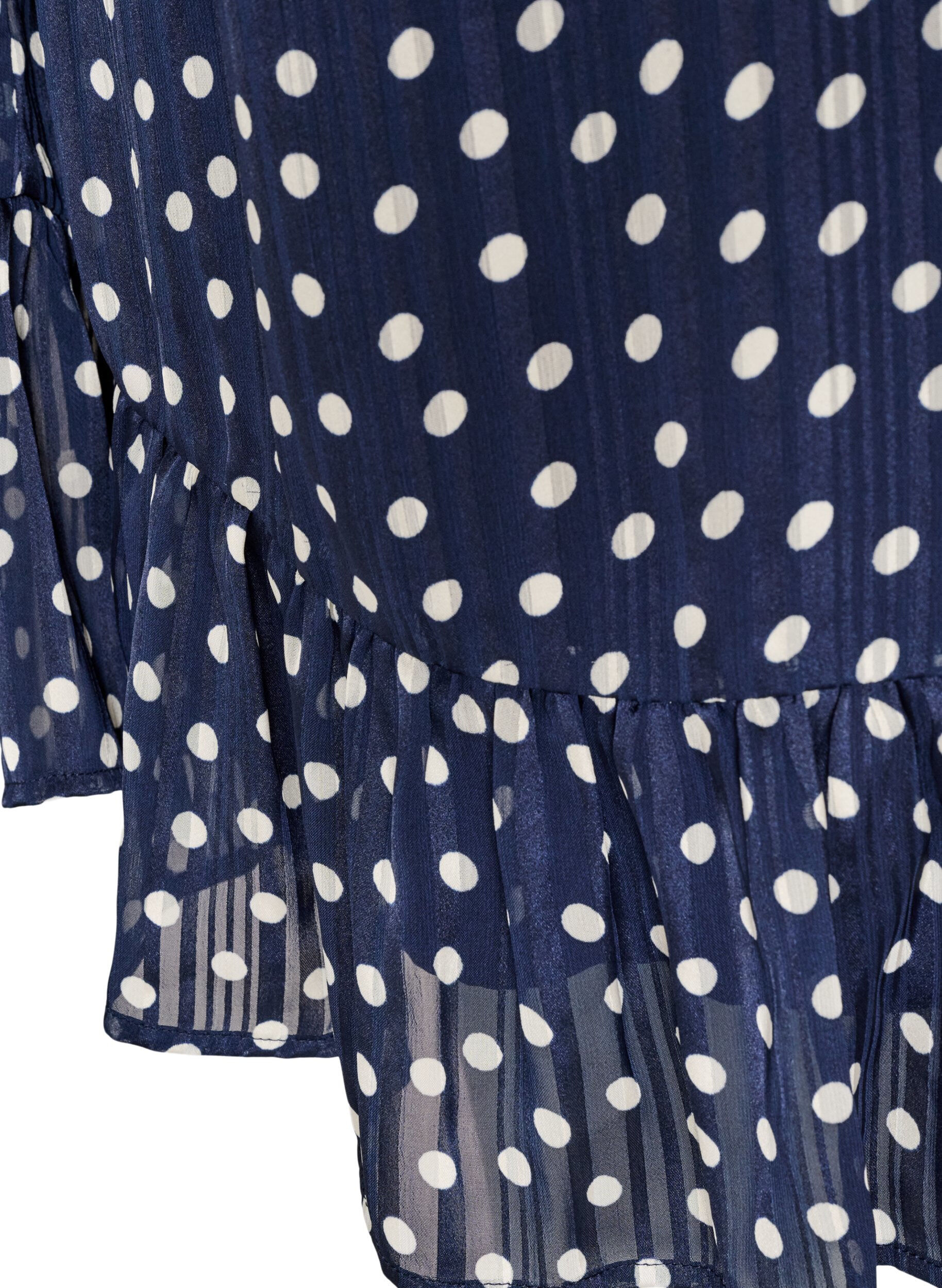 ZizziJurk met patroon, ruches en lange mouwen, Blauw, Packshot image number 3