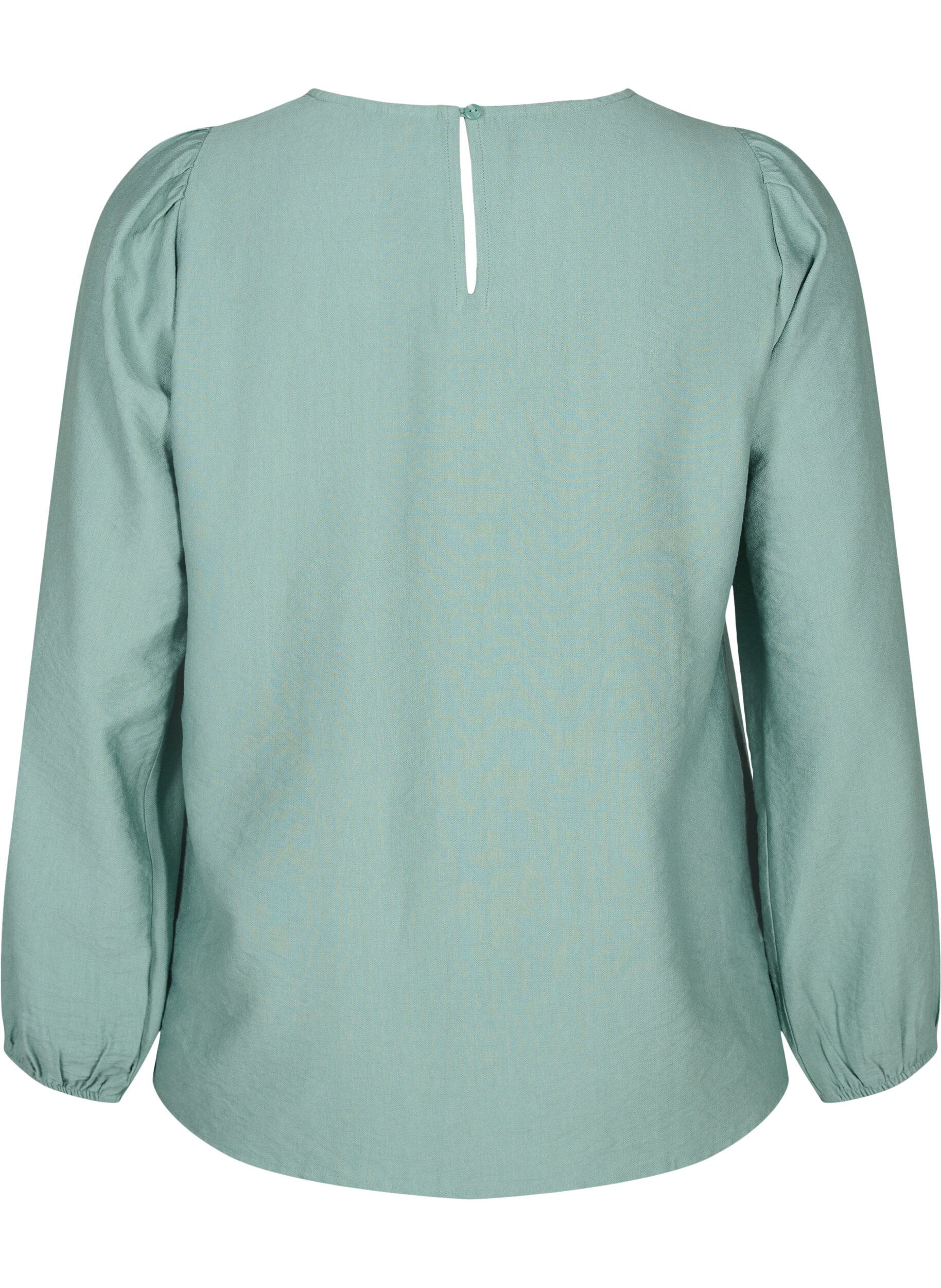 Zizzi Blouse van viscose met gehaakt detail, Chinois Green, Packshot image number 1