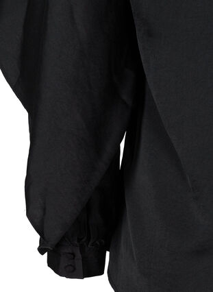 Blouse met lange mouwen en ronde hals, Black, Packshot image number 3