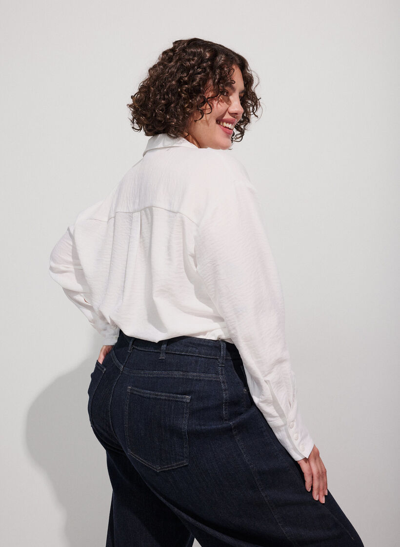 Losse shirt met V-hals, Wit, Model image number 2