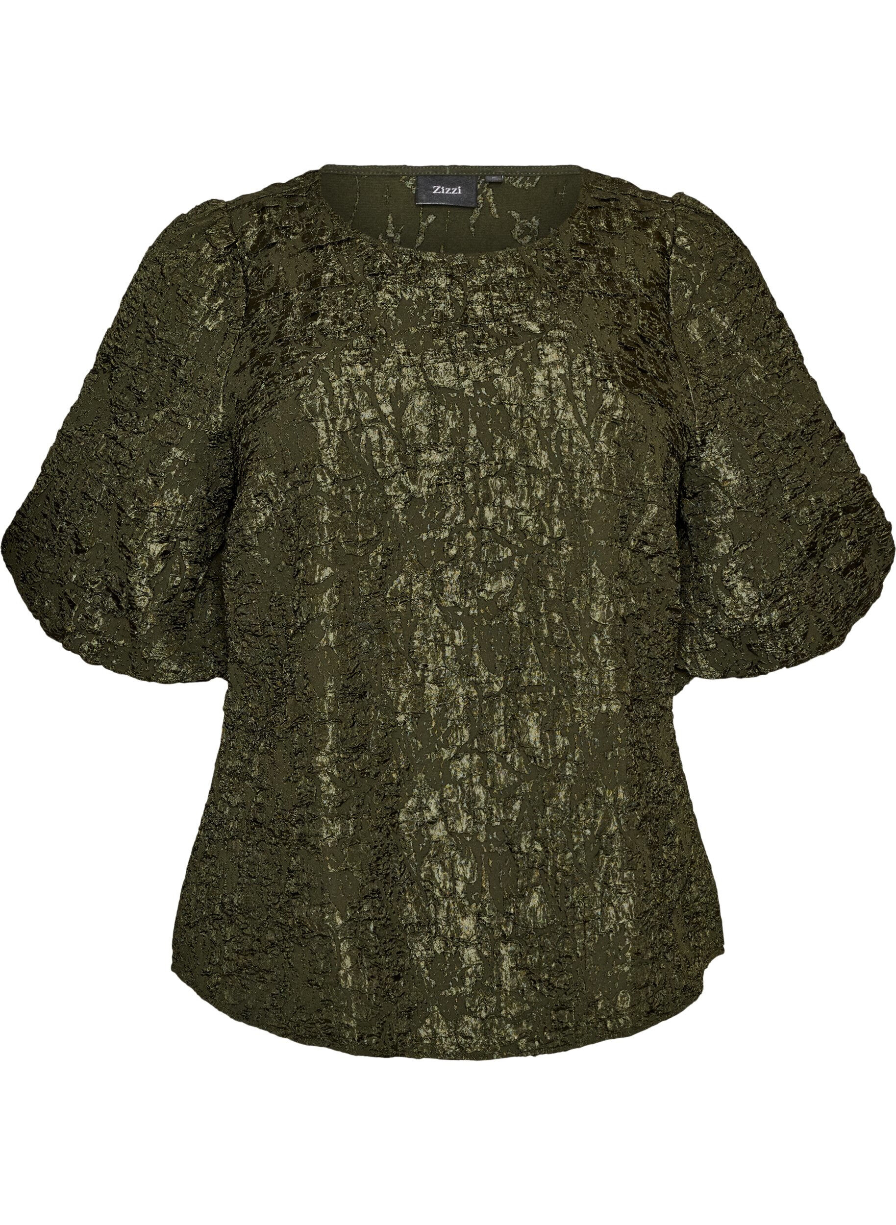 Jacquard blouse met pofmouwen en A-lijnvorm