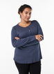 Jersey blouse met knoopjes en golvende randen, Grijs, Model image number 0
