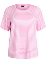T-shirt met TENCEL&trade; Lyocell en strepen, Roze