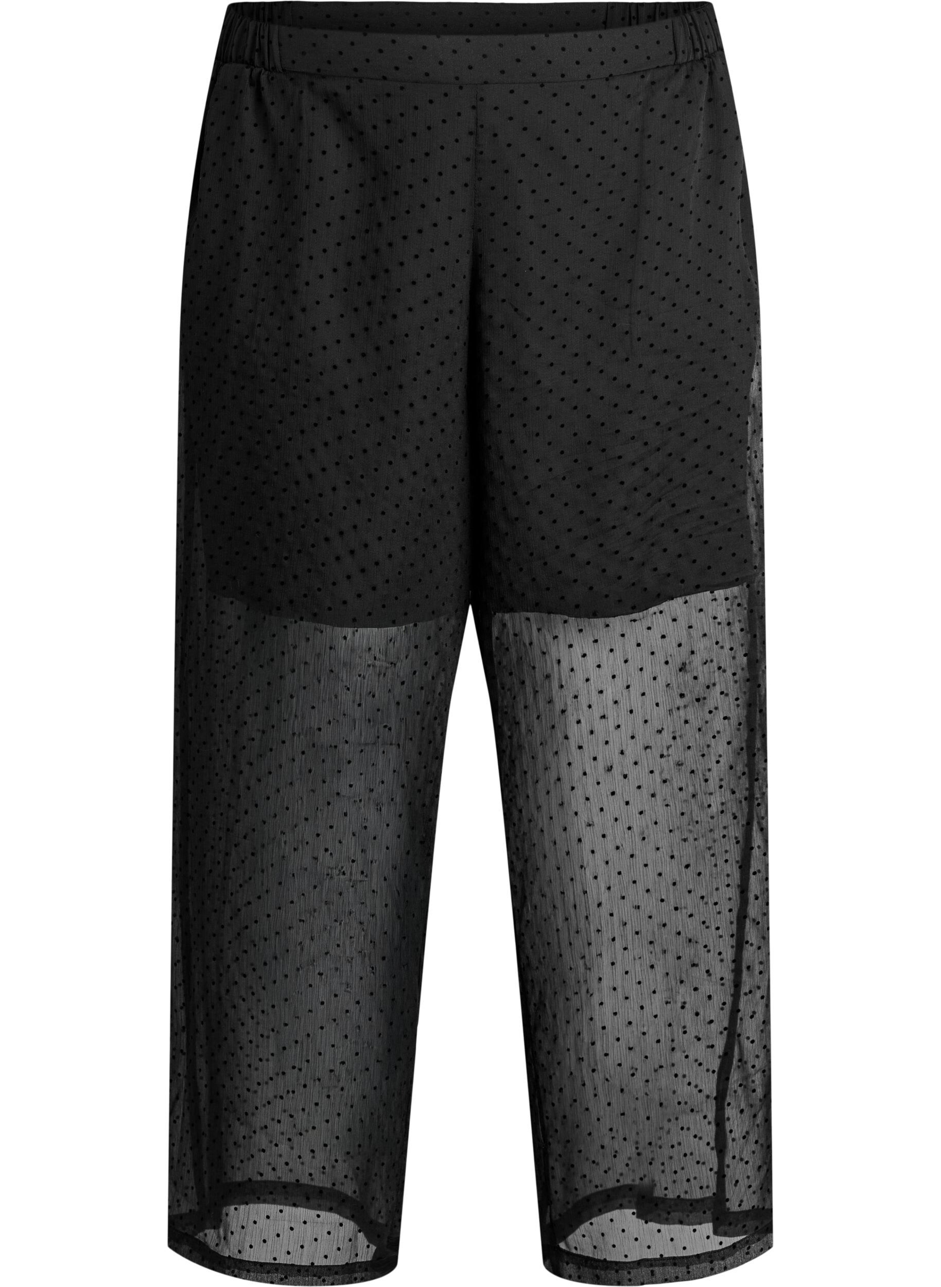 ZizziLosse chiffonbroek met stippen, Zwart, Packshot image number 0