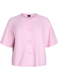 Gebreid vest met korte mouwen en strikjes, Roze