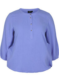 Katoenen blouse met knopen en 3/4-mouwen, Ultramarine