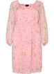 Chiffon feestjurk met lange mouwen, Roze, Packshot image number 0