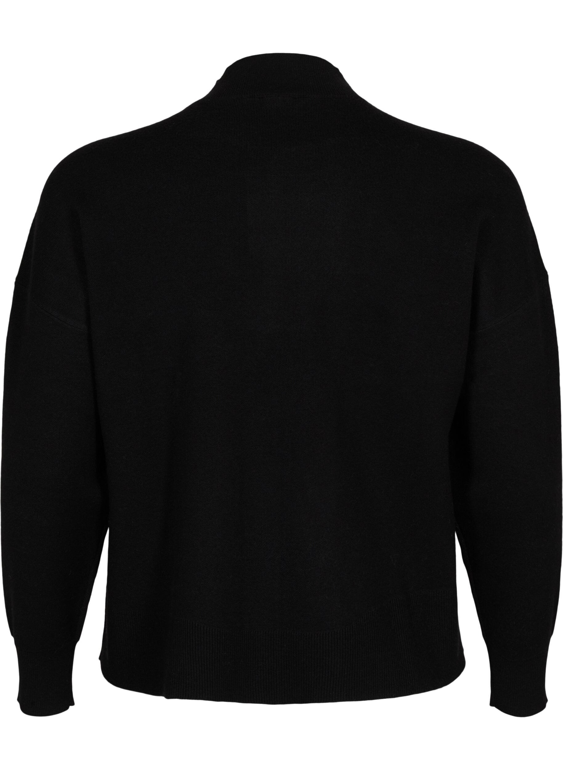 Zizzi Gebreide blouse in effen kleur, Black, Packshot image number 1