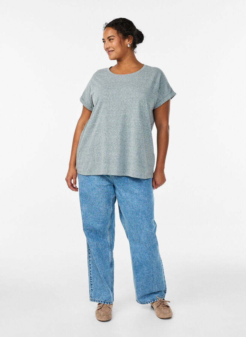 Gem&ecirc;leerd T-shirt met korte mouwen, Groen, Model